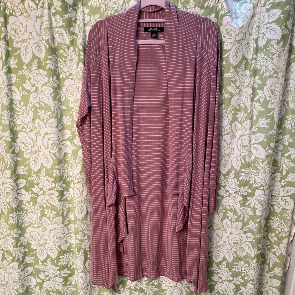 Pink and Cream Striped Waterfall Duster